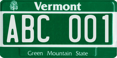 VT license plate ABC001