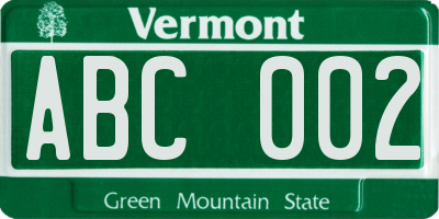 VT license plate ABC002