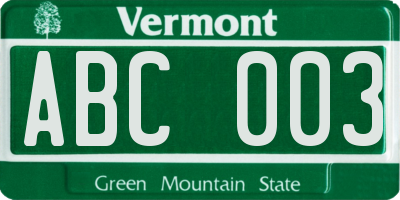 VT license plate ABC003