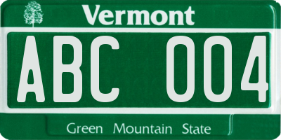 VT license plate ABC004