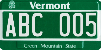 VT license plate ABC005