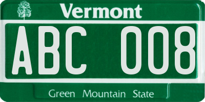 VT license plate ABC008