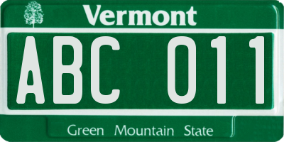 VT license plate ABC011