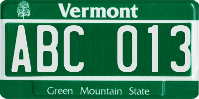 VT license plate ABC013