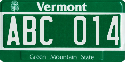 VT license plate ABC014