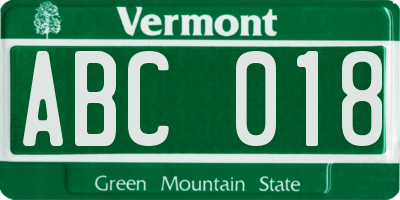 VT license plate ABC018