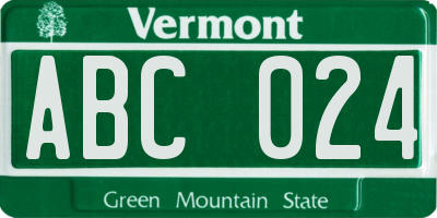 VT license plate ABC024