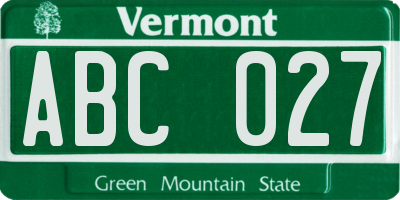 VT license plate ABC027