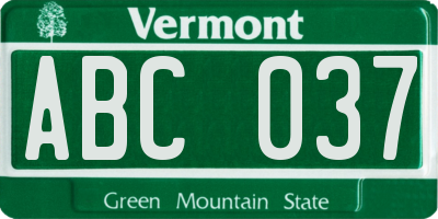 VT license plate ABC037