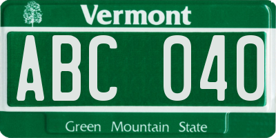 VT license plate ABC040