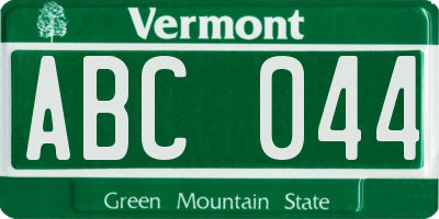 VT license plate ABC044