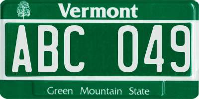 VT license plate ABC049