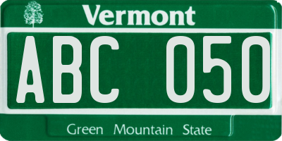 VT license plate ABC050