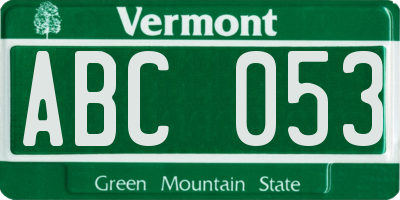 VT license plate ABC053