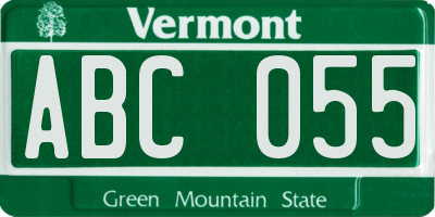 VT license plate ABC055