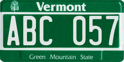 VT license plate ABC057