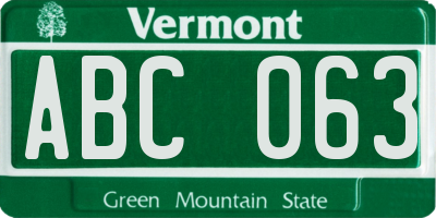 VT license plate ABC063