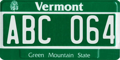 VT license plate ABC064