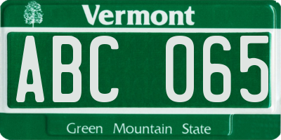 VT license plate ABC065