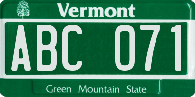 VT license plate ABC071