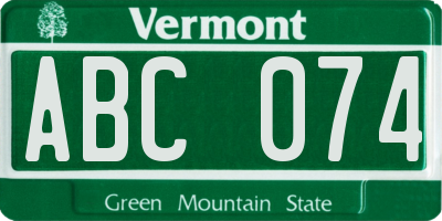 VT license plate ABC074