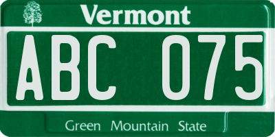 VT license plate ABC075