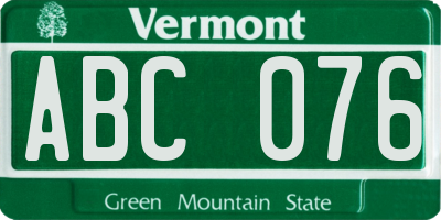 VT license plate ABC076