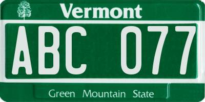 VT license plate ABC077