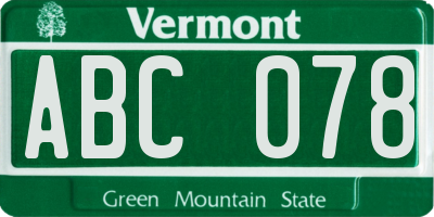 VT license plate ABC078