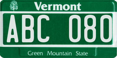 VT license plate ABC080