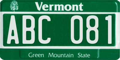 VT license plate ABC081