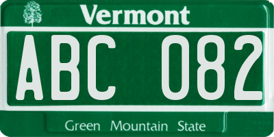 VT license plate ABC082