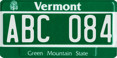 VT license plate ABC084