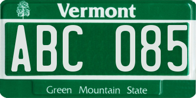 VT license plate ABC085