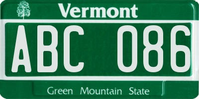 VT license plate ABC086