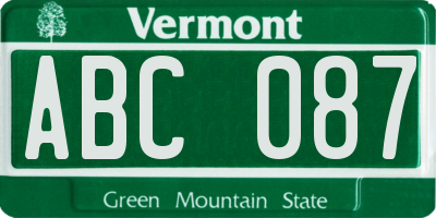 VT license plate ABC087