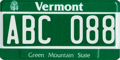 VT license plate ABC088