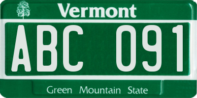 VT license plate ABC091