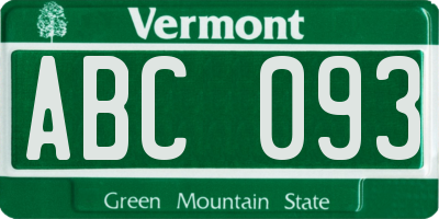 VT license plate ABC093