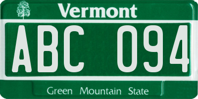 VT license plate ABC094