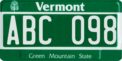 VT license plate ABC098