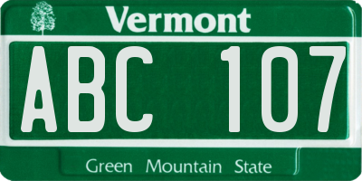 VT license plate ABC107