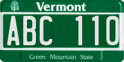 VT license plate ABC110