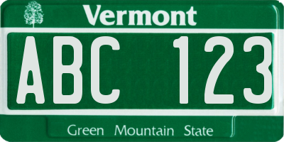 VT license plate ABC123