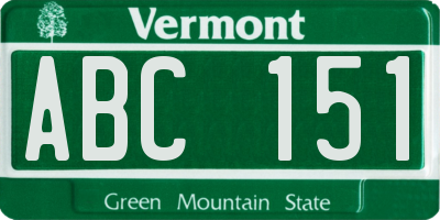 VT license plate ABC151