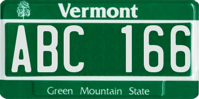 VT license plate ABC166
