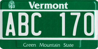 VT license plate ABC170