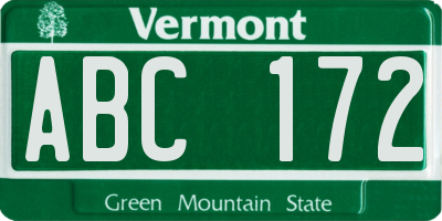 VT license plate ABC172