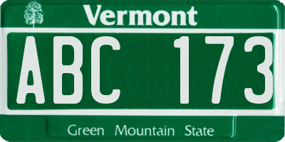 VT license plate ABC173