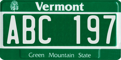VT license plate ABC197